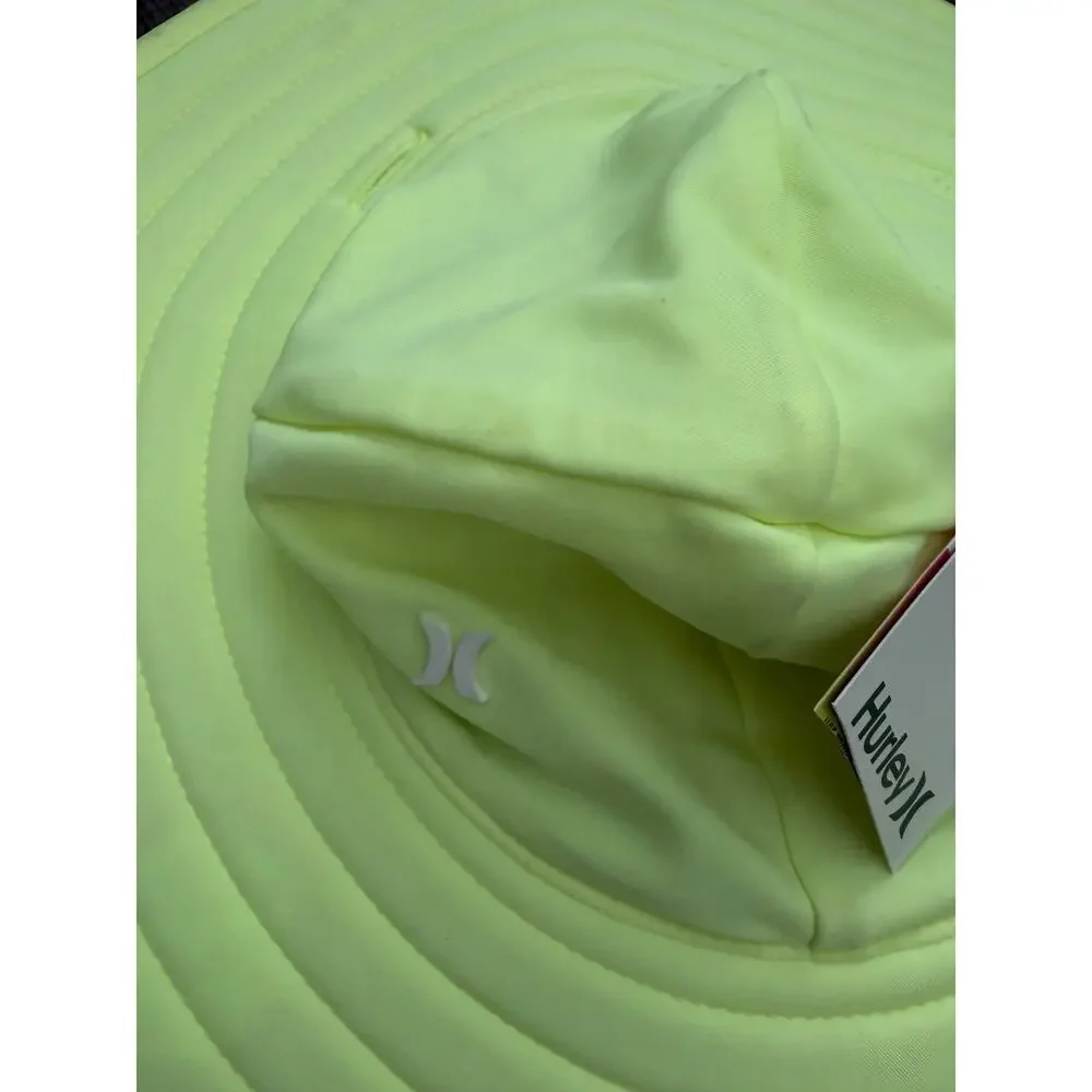 Hurley Toddler Sun Hat Neon Green Wide Brim Matte Stretch Nylon Tricot UPF 50+